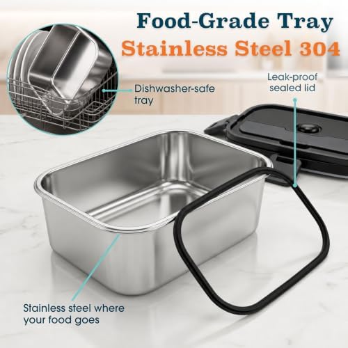 Extra-Large Electric Lunch Box For Adults Holds up to 8 Cups - 100W Heated Lunch Box For Men 1.8L, Portable Food Warmer for Travel & Work, Loncheras Electricas Para Calentar Almuerzo