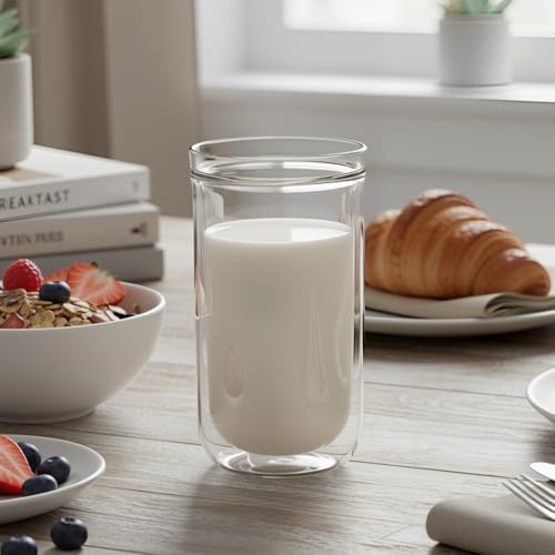 16oz Double Walled Glass Coffee Cups Set of 2, Insulated Tumblers