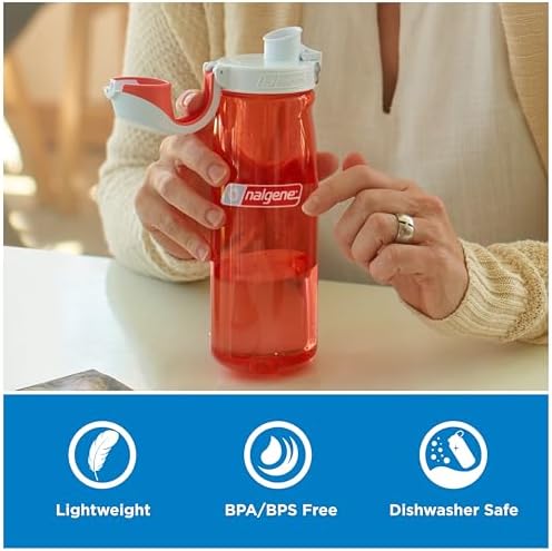 Nalgene 24 oz On The Fly Lock-Top Water Bottle, Coral w/Frost Coral - Image 4