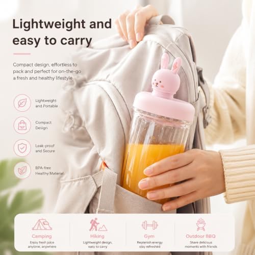 Portable blenders,shake USB blender,Personal compact travel juicer cup15OZ for Shakes,Leakproof lid, mini blender for shakes and smoothies,12 blades, strong blending (Blue kitten) - Image 3