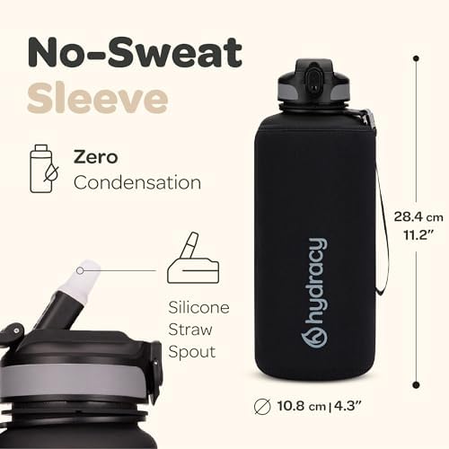 2L Large Water Bottle, Shatterproof, BPA Free Tritan Plastic, Leakproof, Zero Condensation, With Detachable Carry Strap, Spillproof Lid, Convenient Silicon Spout, Ideal for Gym, Yoga
