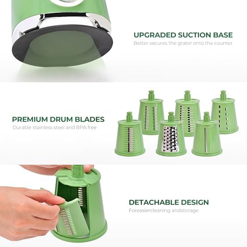 SUSTEAS Rotary Cheese Grater Hand Crank, Kitchen Shredder Vegetable Slicer - Image 3