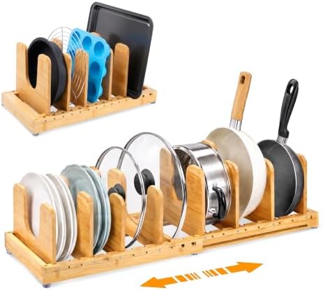 Bamboo Pots and Pans Organizer for Under Cabinet & Drawer