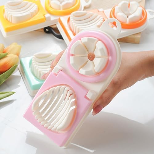 Multifunction Egg Cutter with Stainless Steel Wires 3 Slice Modes Hard Boiled Egg Slicer and Peeler Kitchen Gadget for Fruit and Vegetable Cutting 8-Inch Compact Design