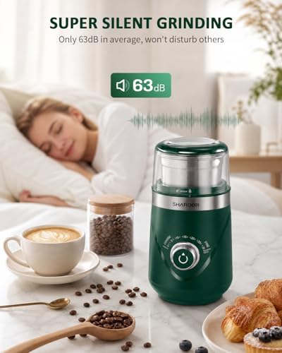 SHARDOR Electric Super Silent Blade Coffee Grinder, Timed Grind Control Rotary Knob, Adjustable Coarse to Fine for Coffee Beans, Spices & Herbs, with 2 Removable Stainless Steel Bowls, Green - Image 3