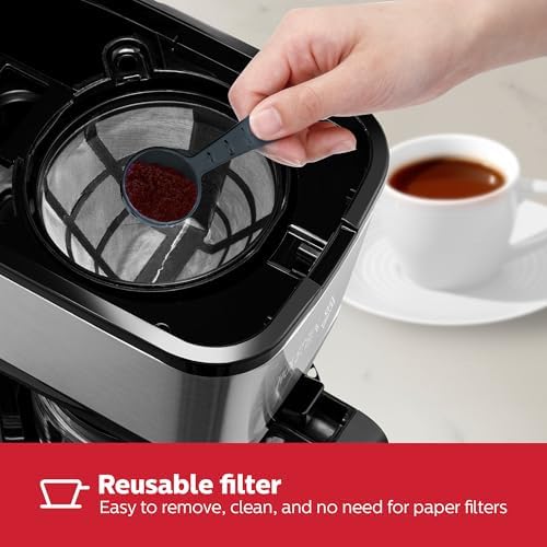 Holstein Housewares 5 Cup Coffee Maker – Compact Drip Coffee Machine with Auto Pause & Serve, Reusable Filter, Glass Carafe, Water Window & Warming Plate, Black - Image 5