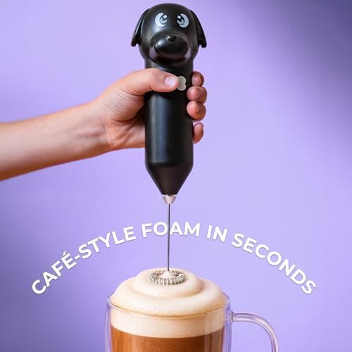 Zulay Kitchen Dog Milk Frother Wand – Cutesy Frother, Meet Your New Frothing Buddy Ace The Dog, Adoption Papers and Stickers Included, Paw-fectly for Lattes, Cappuccino & Matcha – Black - Image 7