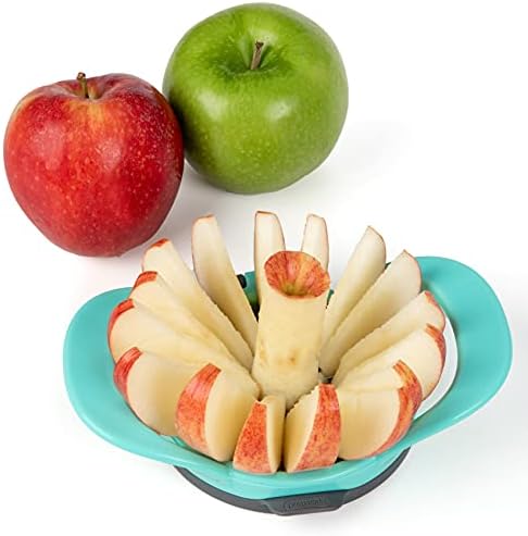 PrepWorks by Dishwasher Safe 16-Slice Thin Apple Slicer and Corer with Attached Safety Cover (Turquoise)