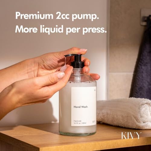 Glass Soap Dispenser Set 2X 16oz - incl. Waterproof Labels - with Pump