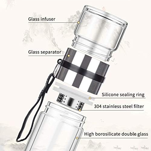 PARACITY Tea Infuser Bottle,13 OZ/380ML Double Wall Glass, Leakproof - Image 5