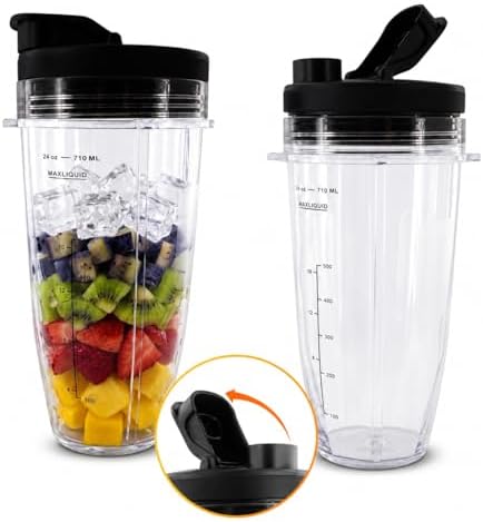 24 Oz Replacement Cups for Ninja Blender, 2 Pack, Twist-On Design by KETAR
