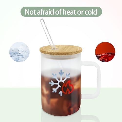 12 Pack Sublimation Glass Cup with Handle Frosted Sublimation Blank Beer Can Tumblers with Bamboo Lid and Straw for heat press 16oz