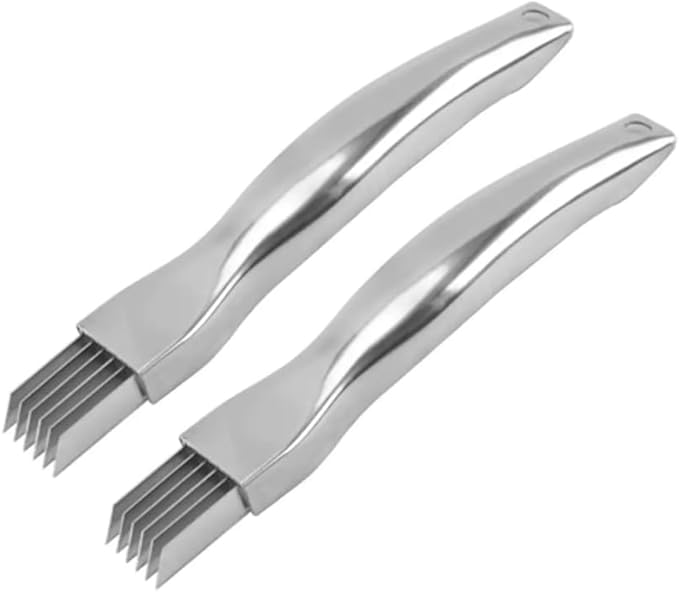 2Pack Green Onion Slicer, Multi-Blade Kitchen Herb Cutter, Professional Scallion Shredding Tool (2, Silver)