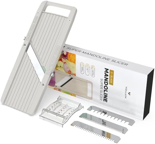 Vollum Wide Japanese Mandoline Slicer for Kitchen – Professional Slicer Vegetable Cutter with Interchangeable Stainless Steel Blades – Food Manual Slicer Handheld Mandoline Slicer - Image 6