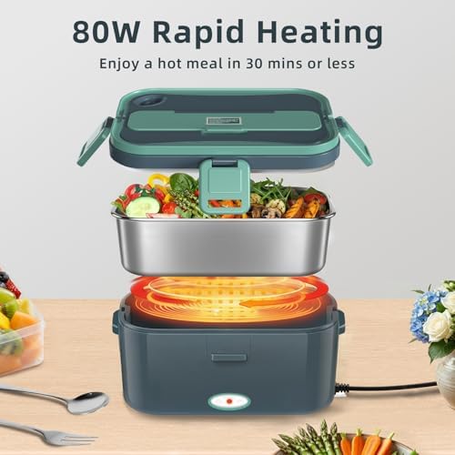 1.8L Electric Lunch Box for Adults, 80W Fast Heated Lunch Box