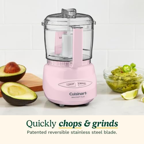 Mini-Prep Plus Food Processor, 3-cup Mini Food Processor to Chop Herbs, Vegetables, and Hard Cheese, 3-cup Work Bowl, Reversible Stainless Steel Blade, DLC-2APK, Pink