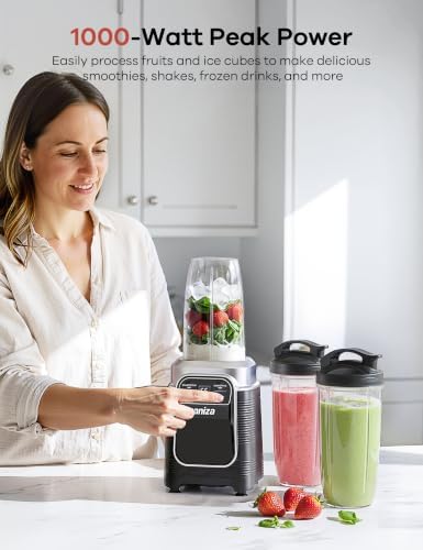 Ganiza Smoothie Blender Auto Program, Personal Kitchen Blenders 1000W Max - Image 3