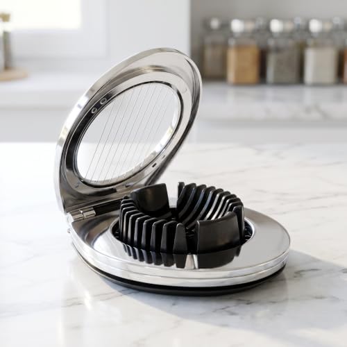 Professional Stainless Steel Egg Slicer - Heavy Duty Egg Cutter with Reinforced 304 Wires, 100% Dishwasher Safe, Rust-Proof Slicer for Boiled Eggs, Strawberries, and Mushrooms/Black by Unknown