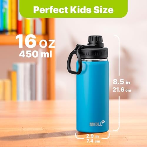 16 oz Kids Insulated Water Bottle, BPA-Free(Sky Blue)