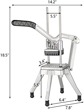 ROVSUN Commercial Vegetable Chopper French Fry Cutter Potato Slicer Fruit Chopper, Super Value Set of Suction Feet, 1/2'', 3/8'', 1/4'', 8-Wedge Blades and Pusher Blocks for Restaurant, Home & Kitchen - Image 4