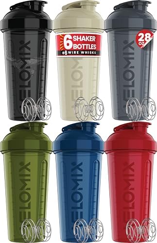 VELOMIX 6 Pack 28oz Protein Shaker Bottle, Stealth Edition by VELOMIX