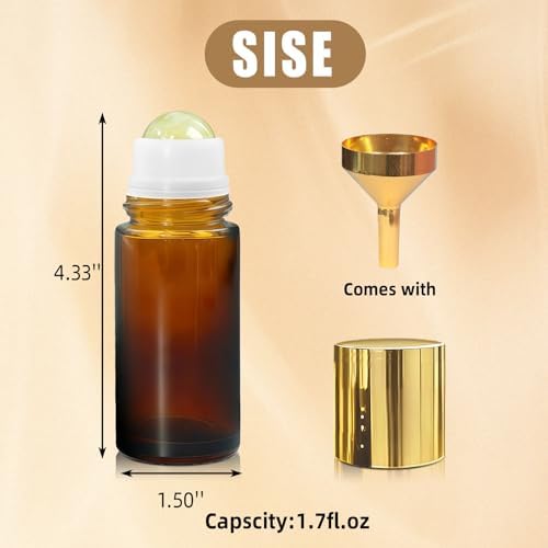 1.7oz Refillable Citrine Crystal Roller Bottles for Oils - Image 3