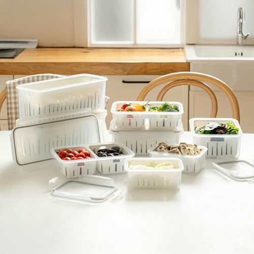 8.5 Cup Produce Saver Container for Fridge with Colander - 2.0L