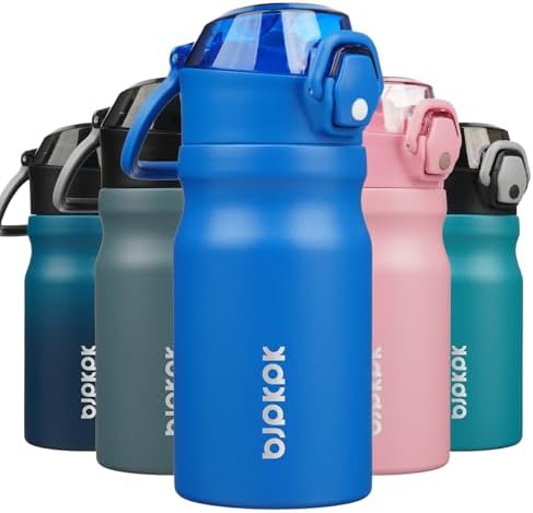 BJPKPK 14 oz Insulated Water Bottle, Straw, Handle, Stainless Steel Flask by BJPKPK