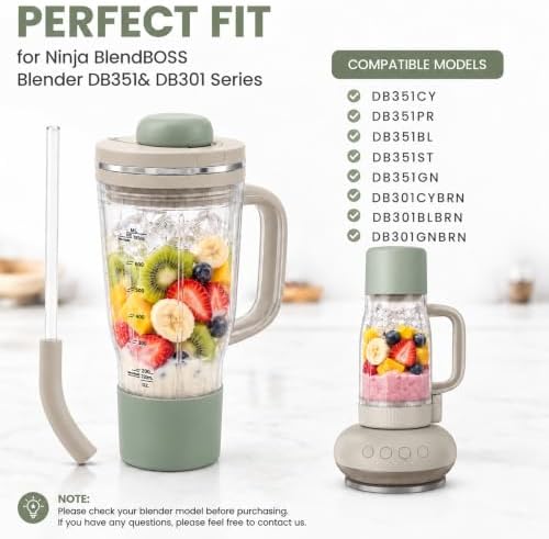 26oz Replacement Travel Tumbler and Leakproof Lid with Silicone Ring for Ninja BlendBoss Blender Jar Accessories (Stone Mint) - Image 2