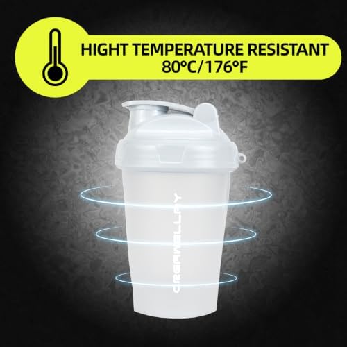 2 Pack Shaker Bottles for Protein Mixes, 17 oz Small Protein Shaker Bottle with Handle, Gym Shaker Cups with Blending Ball for Pre Workout, BPA-Free & Dishwasher Safe(Black, White) - Image 5