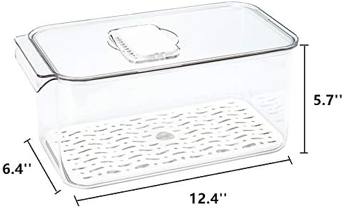 Refrigerator Food Storage Containers, Produce Saver Stackable Container with Lids & Removable Drain Tray, Freezer Bins Stay Fresh Lettuce Salad Container for Fridge