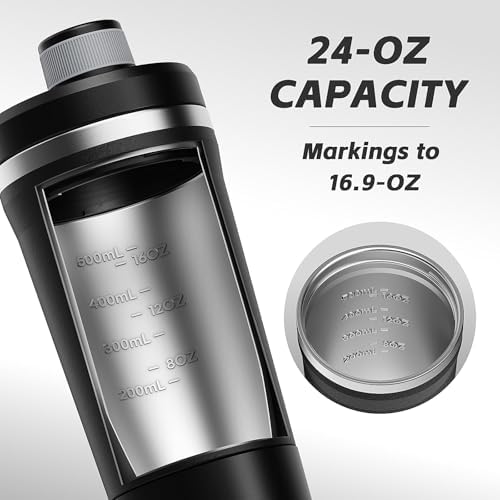PROCHAIN Insulated Stainless Steel Protein Shaker Bottle, 20oz Metal Mixer - Image 5
