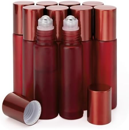 Kesell 10 Pack - 10ml Refillable Frosted Glass Roller Bottles by Kesell