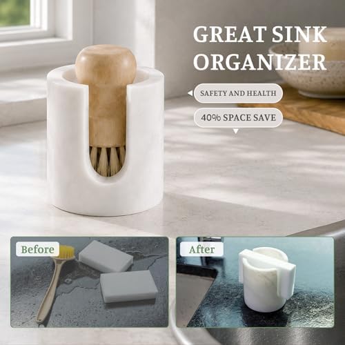 Marble Sponge Holder for Kitchen Sink Counter, Natural Stone Sponge Caddy for Sink Organizer, Dish Drying Rack, Marble Kitchen Accessories, Housewarming Gifts(Namib Fantasy)