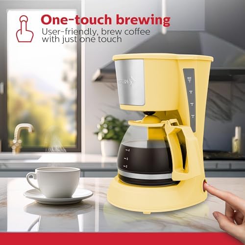 Holstein Housewares 5 Cup Drip Coffee Maker – Compact and User-Friendly with Auto Pause & Serve, Reusable Filter & Glass Carafe, Office & Dorm Use, Yellow - Image 5