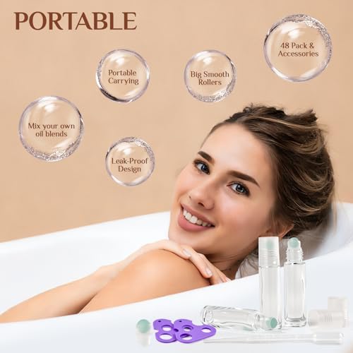 Hoa Kinh 10ml 48Pack Roller Bottles for Essential Oils Clear Roller Bottle - Image 4