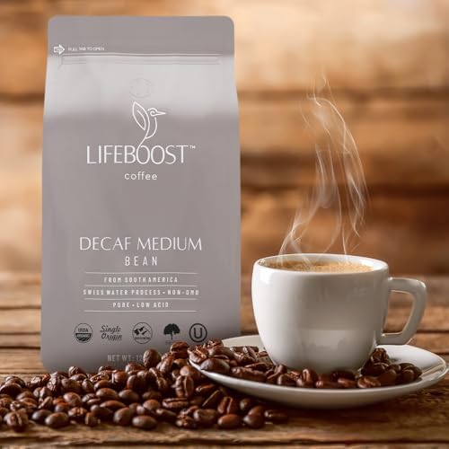 Decaf Coffee Beans, Swiss Water Process Low Acid Organic, 12oz