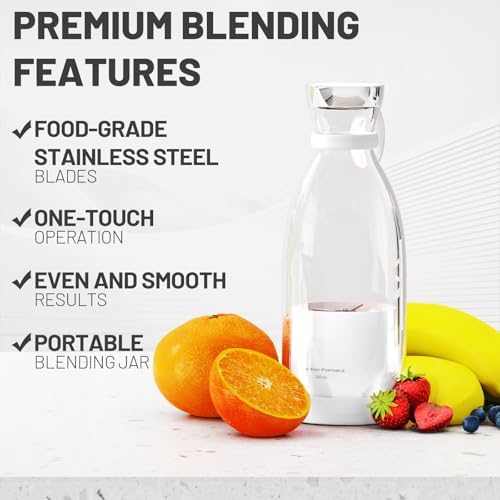 OTPEIR Portable Blender for Shakes and Smoothies with 11.83 Oz Travel Cup and Lid,Durable Stainless Steel Blades for Juice Blending Performance, White - Image 5