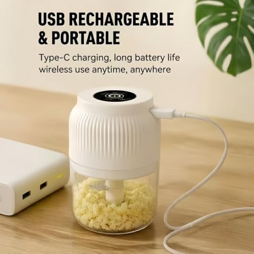 Electric Garlic Chopper, 2026 New Mini Portable Veggie Chopper, Electric Food Chopper Tool, USB Rechargeable, Wireless Veggie Grinder, for Mashing Onion, Garlic, Chili, Ginger (Blue) - Image 3