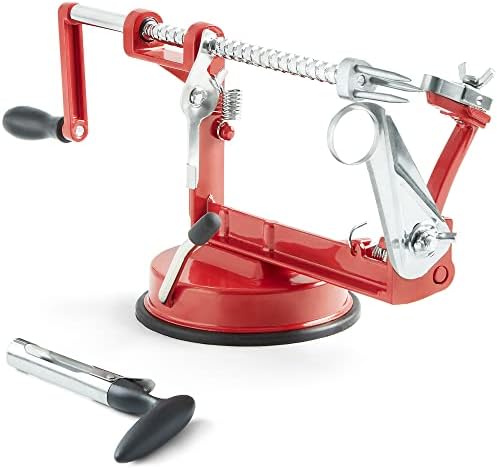 Apple Peeler Corer - Versatile Apple Slicer and Corer with Suction Base, Sturdy Apple Corer and Cutter for Fruits and Vegetables - Recipe Ebook Included