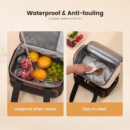 Insulated Lunch Box for Women,Large Double Deck Adult Lunch Bag