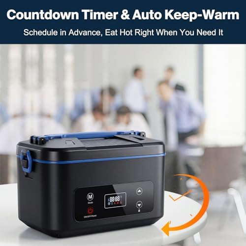 Heated Lunch Box, Electric Lunch Box for Adults, Lunch Box Battery Powered with Automatic Heating, 5.5 Cups Portable Leakproof Lunch Box for Men, Food Warmer Suitable For Trucks Offices