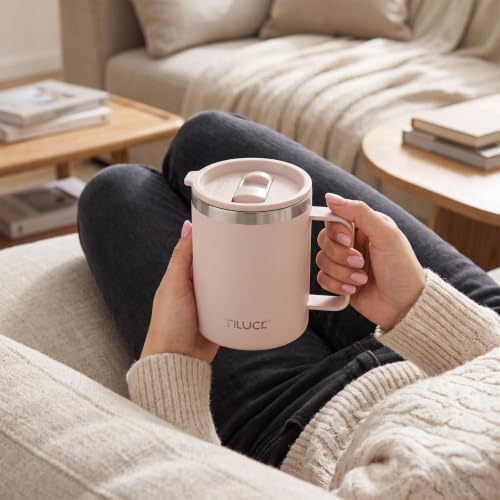 TILUCK 12 oz Insulated Coffee Mug with Lid and Handle - Image 5