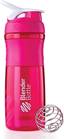 BlenderBottle SportMixer Tritan Grip Shaker Bottle, Pink/White, 28-Ounce by BlenderBottle