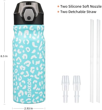 BJPKPK 18 oz Water Bottle with Straw & Handle, Insulated Stainless Flask - Image 4