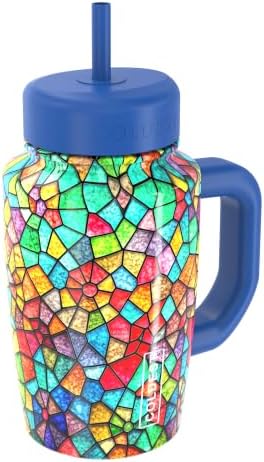 Coldest Tumbler with Handle & Coffee Lid - 100% Spill Proof Tumbler (3 Lids) - Stainless Steel Insulated Leakproof Tumblers for Women & Men - Cup Holder Friendly - 15 oz (Stained Glass) by Coldest