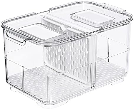 Vegetable Fruit Storage Containers, Produce Saver Containers Refrigerator Storage Containers Fresh Produce Saver with Lids and Vents,Stackable Salad Lettuce Keeper for Refrigerator