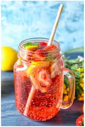 Mason Jar 21 oz with Handle – Set of 4 Clear Glass Drinking Mugs for Iced Beverages, Smoothies, Cocktails | Vintage Style for Home, Bar, and Events