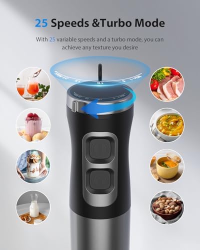 1000W Powerful Immersion Blender Handheld, 2026 New Update Hand Blender with 25-Speed and Heavy-Duty Copper Motor (Silver) - Image 3