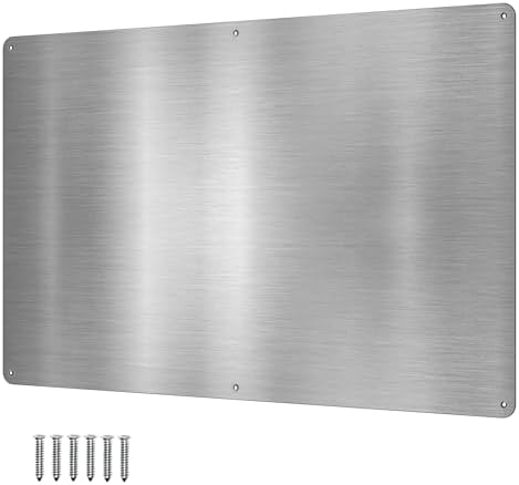 17.5inchX11.5inch Large Stainless Steel Plate for Magnets, 3M Adhesive Back, Mounting Screws, Ideal for Magnetic Shelf, Spice Holders, Colorful Magnets as a Gift. Mount Anywhere! (Silver, 1 Pack)